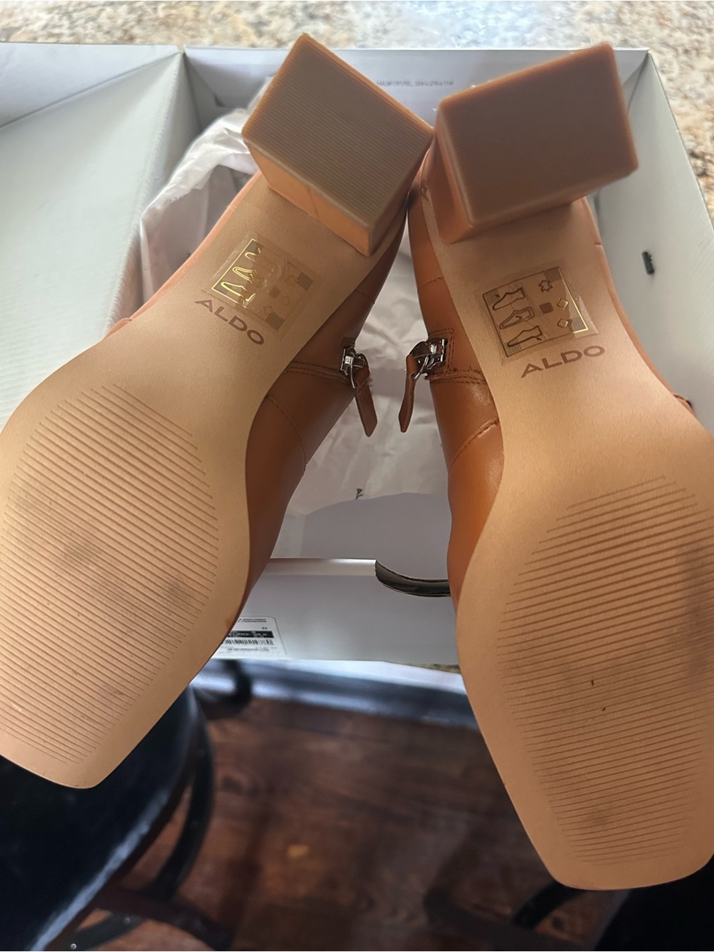 Aldo TheLiven Cognac Block Heel Ankle Boots - Picture 8 of 13